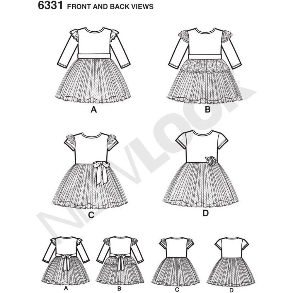 New Look Sewing Pattern 6331 Toddler Dress and‎ Stretch Knit Bodice Size 1/2-4